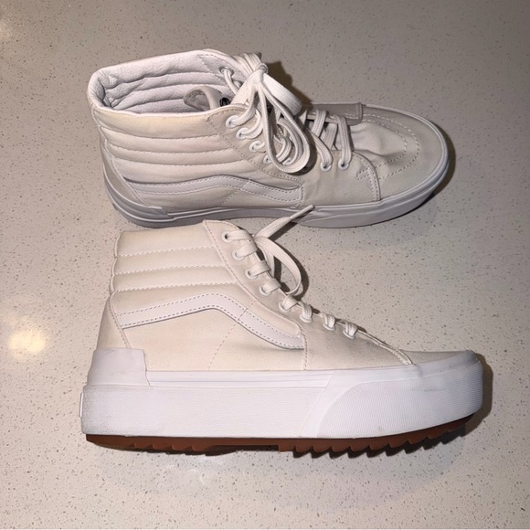 Vans Sk8-Hi Stacked Platform High Top White Canvas Men’s 9 / Women’s 10.5 - Picture 2 of 11